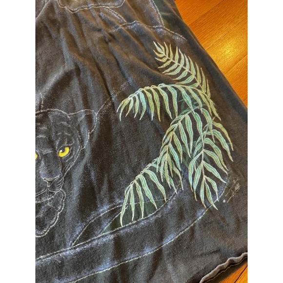 Vintage Kittens J Carr Puma Big Graphic Plants Black Shirt OSFA 80s/90s‎ - Picture 3 of 12